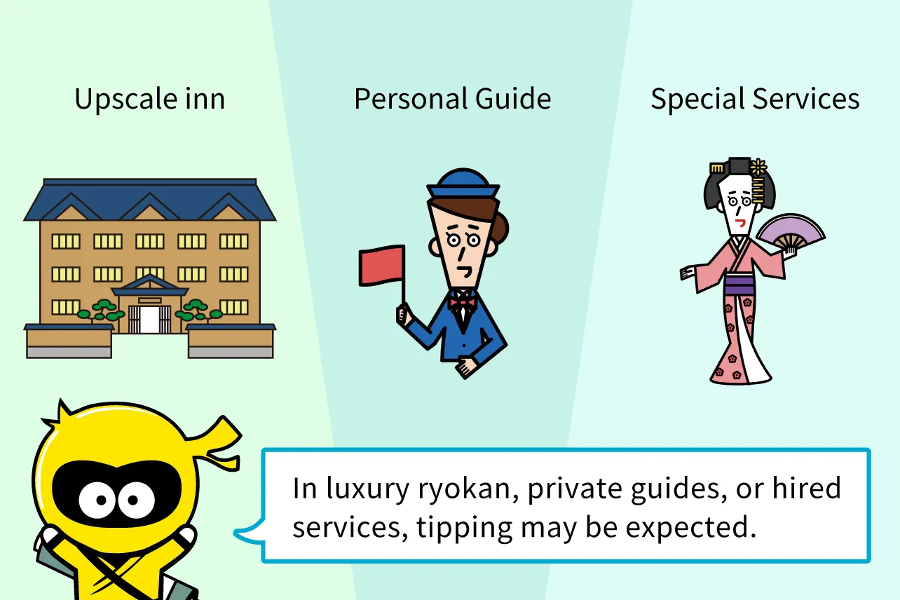 In luxury ryokan, private guides, or hired services, tipping may be expected.