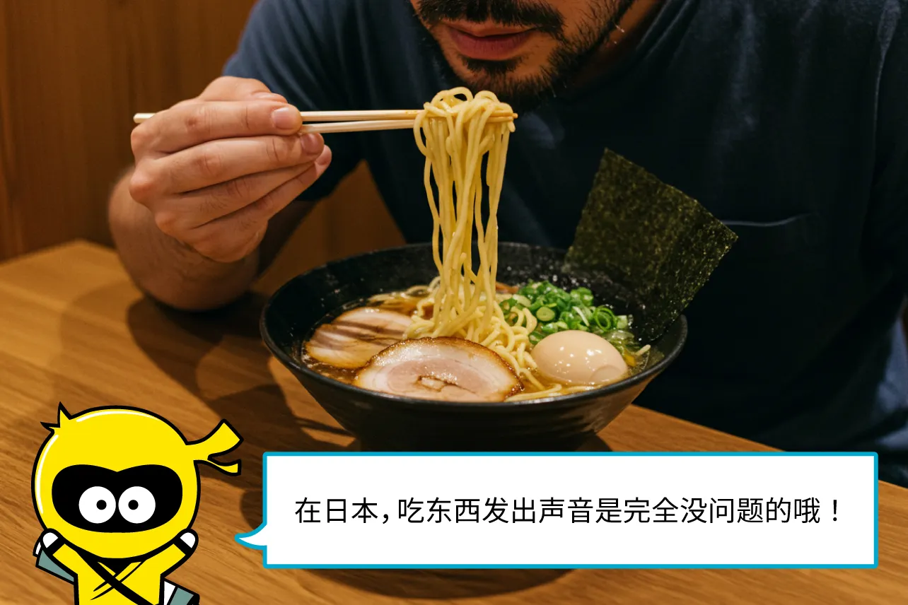 在日本，吃东西发出声音是完全没问题的哦！