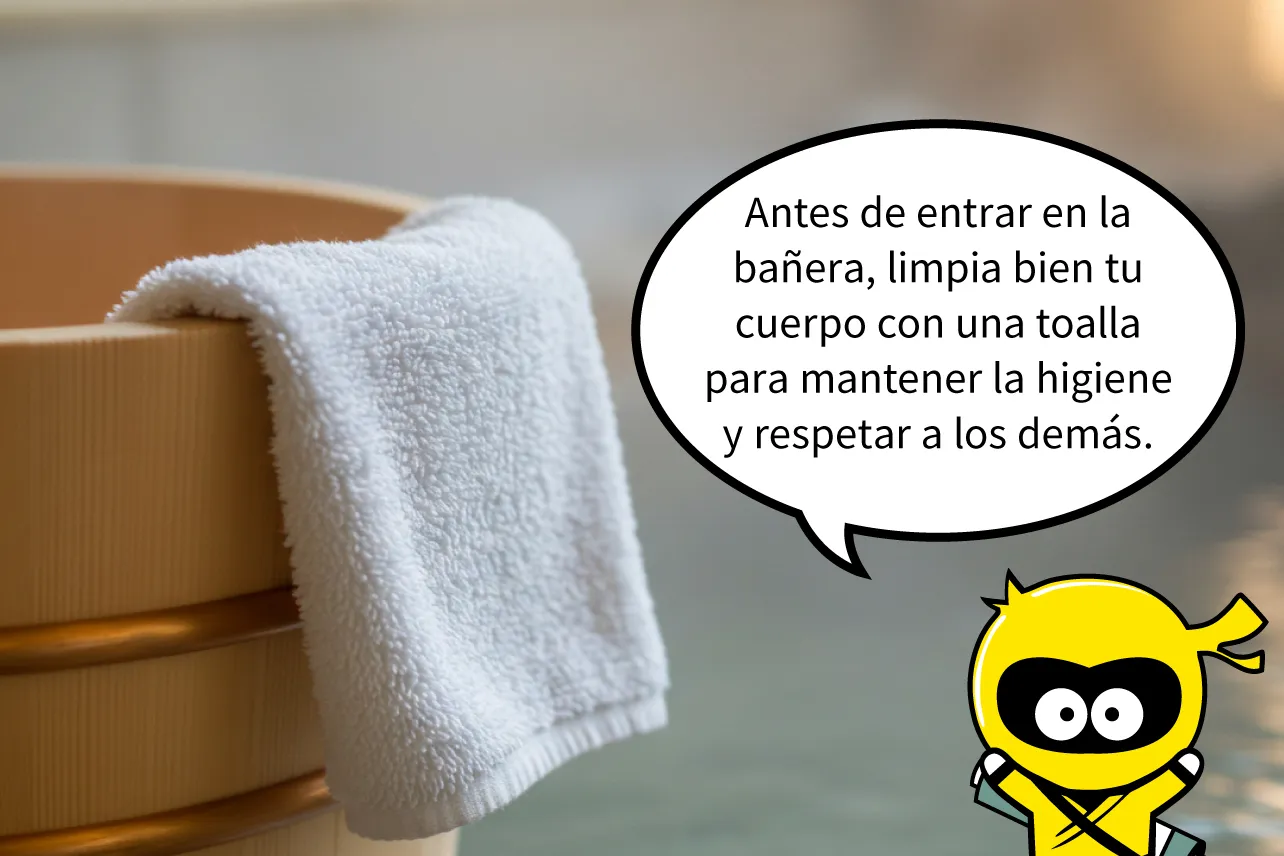 Lava bien tu cuerpo con la toalla antes de entrar