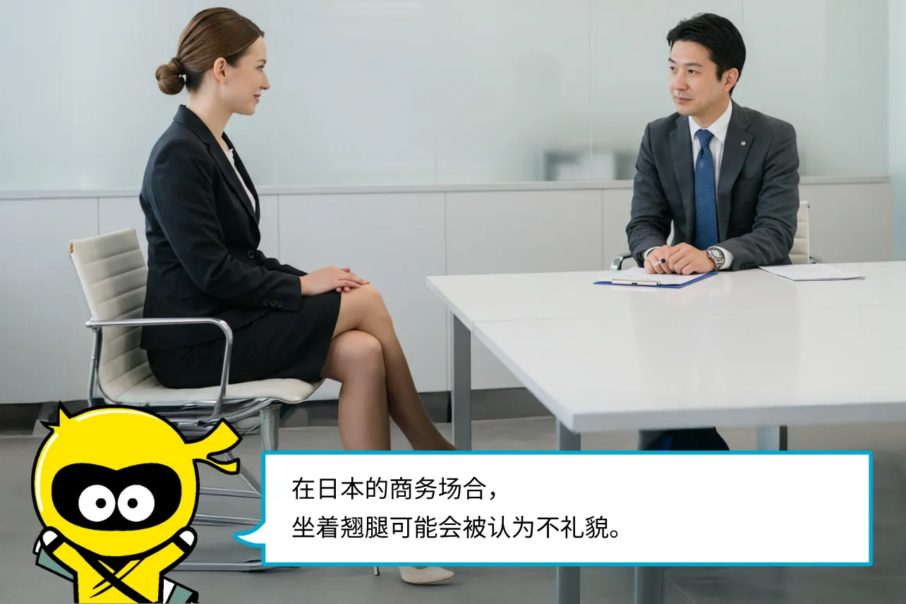 在日本的商务场合，坐着翅腿可能会被认为不礼貌。