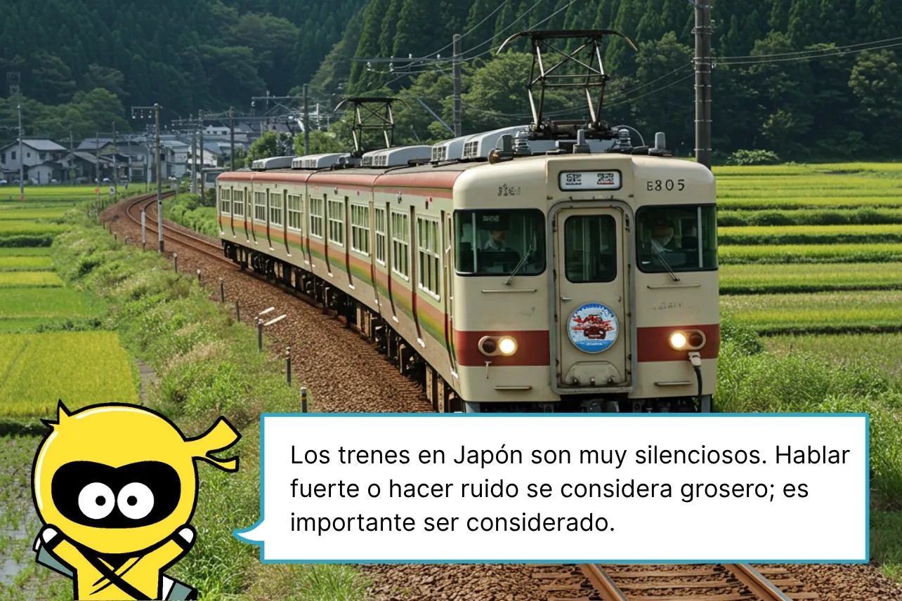 Los trenes en Japón son muy silenciosos. Hablar fuerte o hacer ruido se considera grosero; es importante ser considerado.